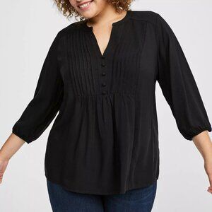 TORRID Long Sleeve Pleated Blouse Size 3